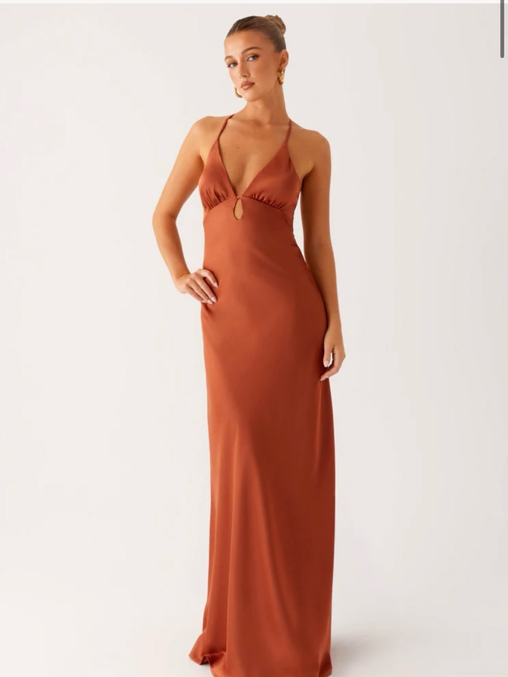 Peppermayo Rust Orange Maxi Dress with Strappy Back